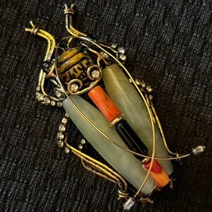 IRADJ MOINI Vintage Large Beetle Bug Insect Brooch Pin Costume Designer Jewelry